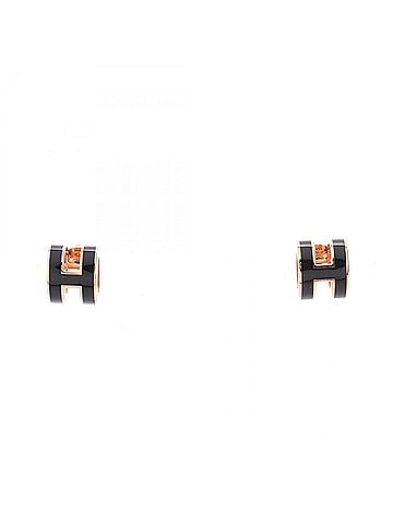 Hermès Hermes MINI POP H earrings, gold-plated (GP), women's, black/gold tones. (view 1)