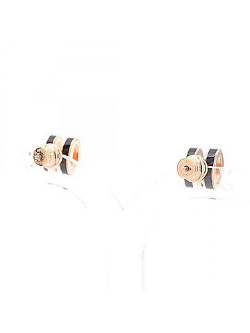 Hermès Hermes MINI POP H earrings, gold-plated (GP), women's, black/gold tones. (view 2)