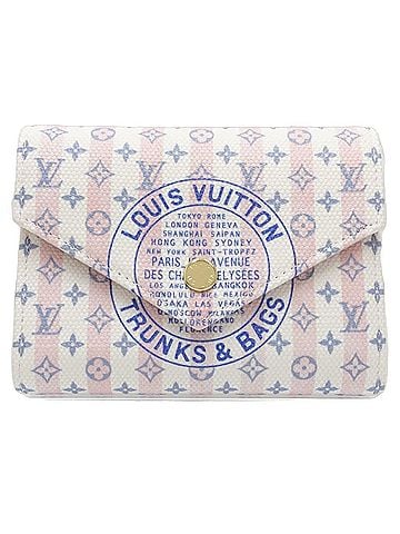 Louis Vuitton LOUIS VUITTON Louis Vuitton LV Stamp Tri-fold Wallet M29461 Portefeuille Victorine Blue White Women's 182222 (view 1)