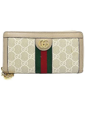 Gucci GUCCI Ophidia Zip-Around Wallet, GG Supreme Canvas, Navy, Women's, Item Number 182255 (view 1)