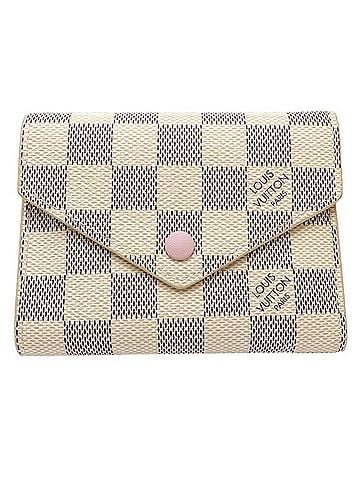 Louis Vuitton LOUIS VUITTON Damier Azur Tri-fold Wallet N64022 Portefeuille Victorine Rose Ballerine 182185 (view 1)
