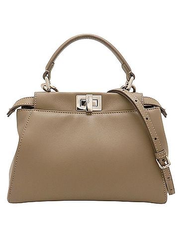 Fendi FENDI Peekaboo Mini 8BN244 Leather Handbag, Greige, Women's 353414 (view 2)