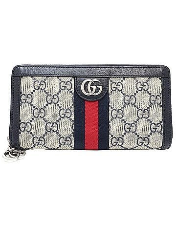 Gucci GUCCI Ophidia Zip-Around Wallet, GG Supreme x Leather, Navy/Beige, Women's, Item Number 182254 (view 2)