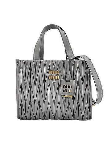Miu Miu Miu Miu Miu Matelassé 2-Way Handbag, Leather, Gray (view 1)