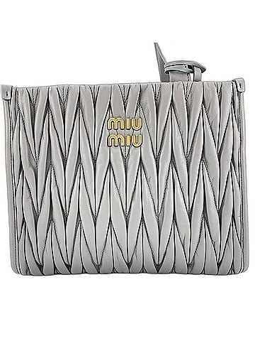 Miu Miu Miu Miu Miu Matelassé 2-Way Handbag, Leather, Gray (view 2)
