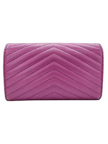 Yves Saint Laurent YVES SAINT LAURENT Cassandra Shoulder Bag, Leather, Purple (view 2)