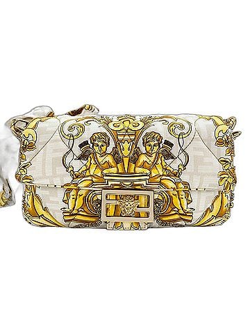 Fendi FENDI x Versace Fender Bucket Shoulder Bag, Silk, Yellow (view 1)