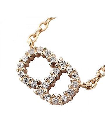 Christian Dior Christian Dior Dior CD Logo Necklace, Gold Plated (GP) Rhinestone Women's, Tone, Clear Tone (view 1)