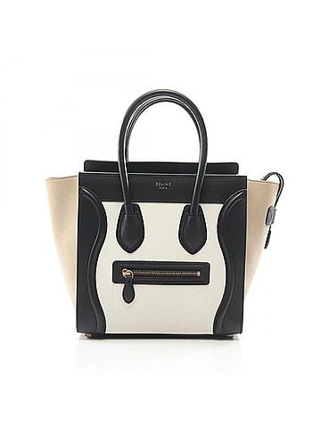 Céline Celine Luggage Micro Shopper Tote Bag Handbag Leather Women's White Black Beige (view 1)