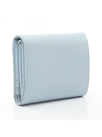 Céline Celine Triomphe Small Flap Wallet, Tri-fold Leather, Women's, Blue, 10D783DPV (view 2)