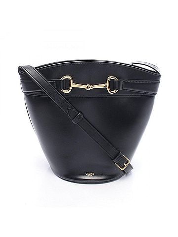 Céline Celine CELINE Cress Bucket Shoulder Bag Handbag Leather Women's Black (view 1)