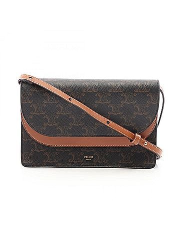 Céline Celine Tan Triomphe Shoulder Bag/Handbag, Coated Canvas and Leather, Women's, Black/Brown, 10D852CG9 (view 1)