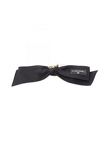 Chanel Chanel Ribbon Medallion Brooch Accessory, Gold Plated (GP), Fabric, Women's, Black/Gold Tone (view 2)