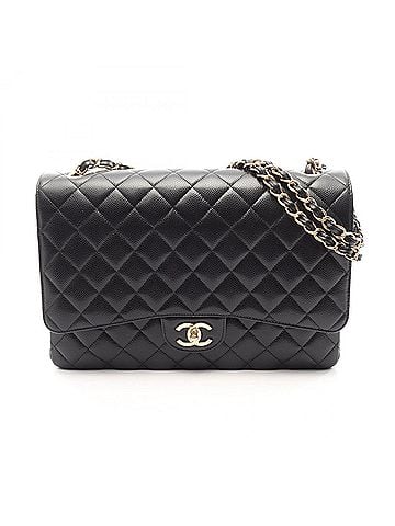 Chanel Chanel Matelassé 34 Classic Maxi Double Flap Shoulder Bag/Handbag, Caviar Leather (Grained Calfskin), Women's, Black, A58601 (view 1)