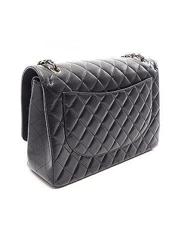 Chanel Chanel Matelassé 34 Classic Maxi Double Flap Shoulder Bag/Handbag, Caviar Leather (Grained Calfskin), Women's, Black, A58601 (view 2)