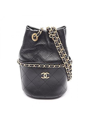 Chanel Chanel Matelassé Drawstring Bucket Bag, Small Shoulder Bag/Handbag, Lambskin Leather, Women's, Black (AP4354) (view 1)