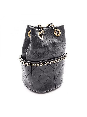Chanel Chanel Matelassé Drawstring Bucket Bag, Small Shoulder Bag/Handbag, Lambskin Leather, Women's, Black (AP4354) (view 2)