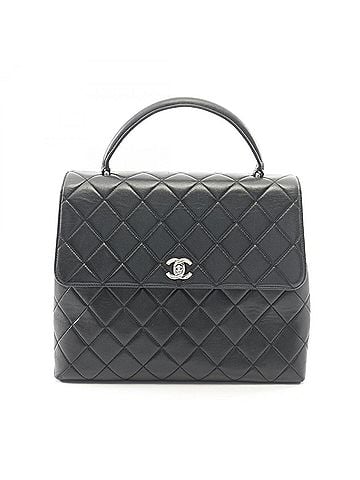 Chanel Chanel Matelassé Top Handle Handbag, Lambskin Leather, Women's, Black (view 1)