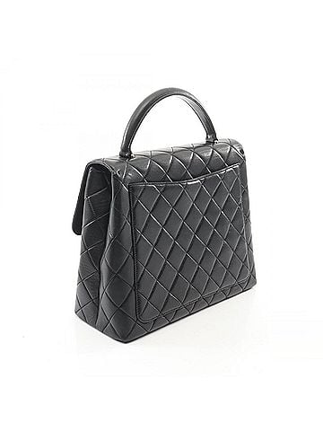 Chanel Chanel Matelassé Top Handle Handbag, Lambskin Leather, Women's, Black (view 2)