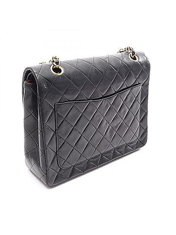 Chanel Chanel Matelassé Double Flap Shoulder Bag/Handbag, Lambskin Leather, Women's, Black (view 2)
