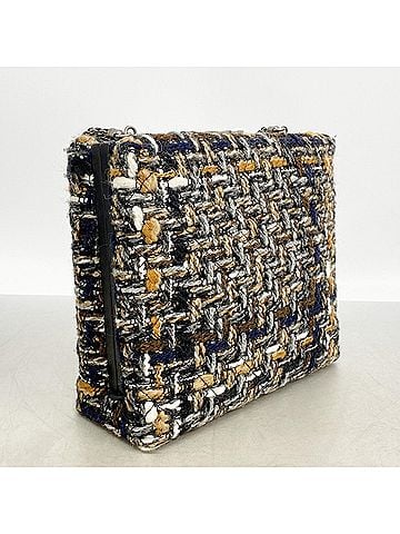 Chanel Chanel Shoulder Bag, Chain Shoulder, Tweed, Black/Brown, Women's (view 2)