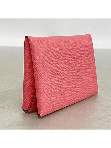 Hermès Hermes Calvi Duo Wallet/Coin Case, Veau Epsom Leather, Rose Azalee, K Stamp, Women's (view 2)