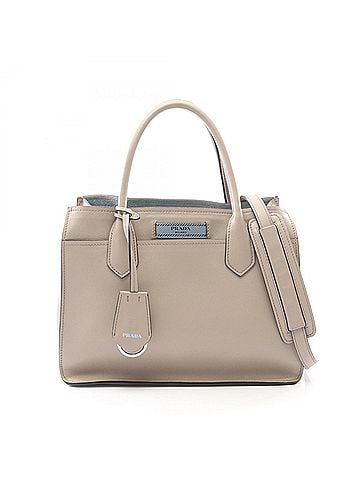 Prada Prada City Calf 2-Way Handbag, Leather, Women's, Beige, 1BA178 (view 1)
