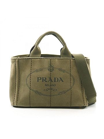 Prada Prada Canapa 2-Way Tote Bag/Handbag, Canvas, Women's, Khaki (view 1)