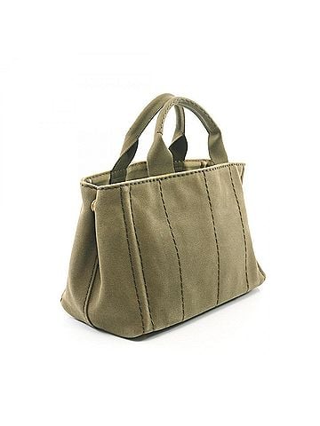 Prada Prada Canapa 2-Way Tote Bag/Handbag, Canvas, Women's, Khaki (view 2)