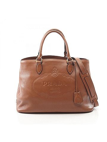 Prada Prada PRADA 2-Way Handbag, Leather, Women's, Brown, 1BA579 (view 1)
