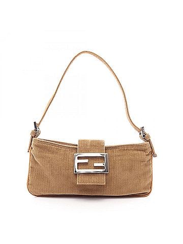 Fendi Fendi Mamma Bucket Shoulder Bag/Handbag, Corduroy, Women's, Khaki (view 1)