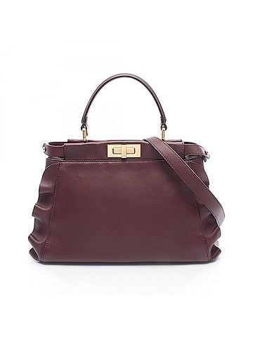 Fendi Fendi Peekaboo Regular Wave Frill 2-Way Handbag, Leather, Women's, Bordeaux (8BN290) (view 1)