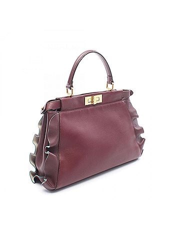 Fendi Fendi Peekaboo Regular Wave Frill 2-Way Handbag, Leather, Women's, Bordeaux (8BN290) (view 2)
