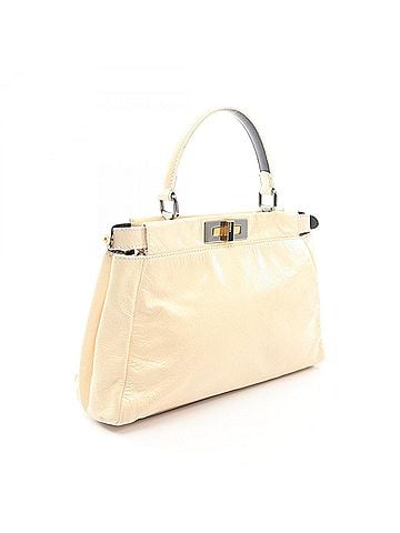 Fendi Fendi Peekaboo 2-Way Handbag, Patent Leather, Women's, Ivory (8BN211) (view 2)