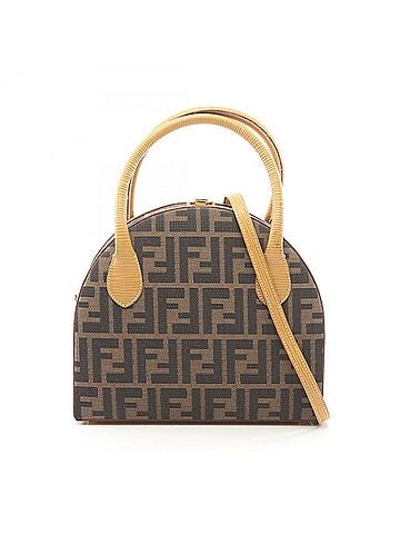 Fendi Fendi Zucca 2-Way Handbag, Canvas and Leather, Women's, Brown, Black, Beige (view 1)