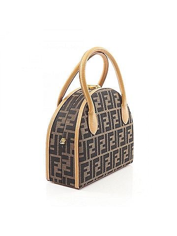 Fendi Fendi Zucca 2-Way Handbag, Canvas and Leather, Women's, Brown, Black, Beige (view 2)