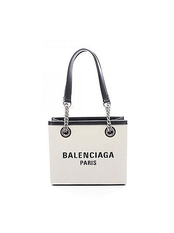 Balenciaga Balenciaga Duty Free Small Tote Bag Handbag Canvas Leather Women's Ivory/Black 759941 (view 1)