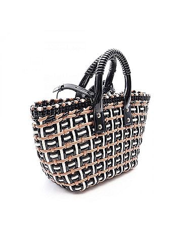 Balenciaga Balenciaga BISTRO XS Bistro Basket Bag 2-Way Tote Handbag Enamel Women's Black Brown White 671342 (view 2)