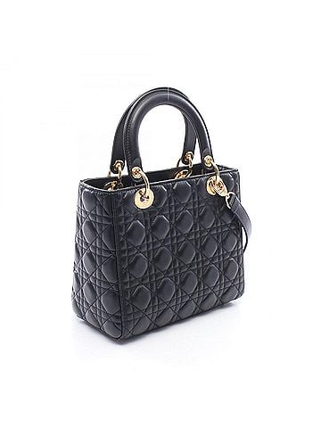 Christian Dior Christian Dior Dior Lady Cannage 2-Way Handbag, Leather, Women's, Black (CAL44550) (view 2)