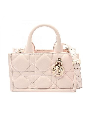 Christian Dior Christian Dior Dior Macro Cannage Book Tote Mini Handbag, 2-Way Leather, Women's, Pink (S5573OWHP_M413) (view 1)