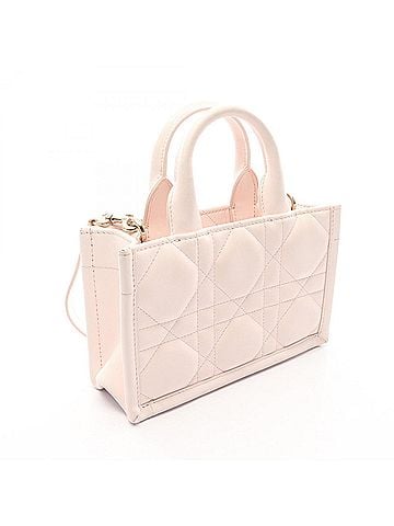 Christian Dior Christian Dior Dior Macro Cannage Book Tote Mini Handbag, 2-Way Leather, Women's, Pink (S5573OWHP_M413) (view 2)