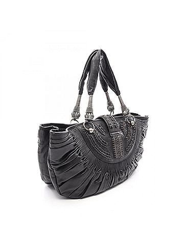 Christian Dior Christian Dior Dior Plissé Gathered Tote Bag Handbag Leather Women's Black (view 2)