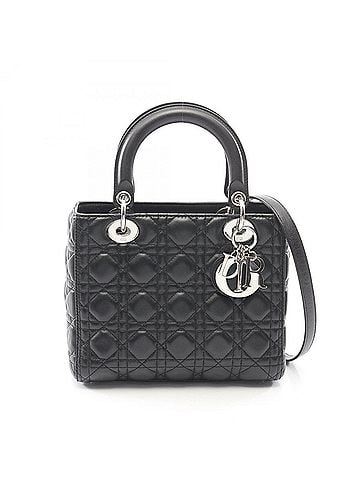 Christian Dior Christian Dior Dior LADY DIOR Cannage 2-Way Handbag, Leather, Women's, Black (view 1)