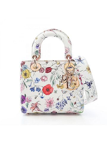 Christian Dior Christian Dior Dior LADY DIOR MY ABCDIOR Lady Small Florilegio 2-Way Handbag Leather Women's White Multicolor (view 1)