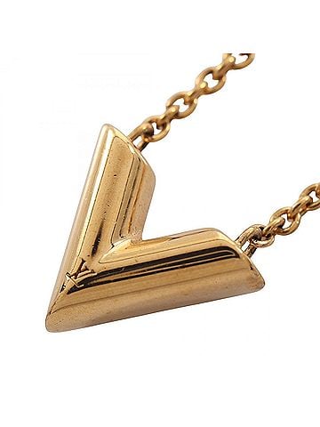 Louis Vuitton Louis Vuitton Essential V Necklace, Gold Plated (GP), Women's, Tone, M61083 (view 1)