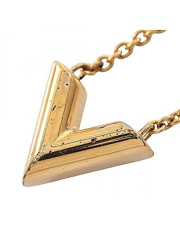 Louis Vuitton Louis Vuitton Essential V Necklace, Gold Plated (GP), Women's, Tone, M61083 (view 2)