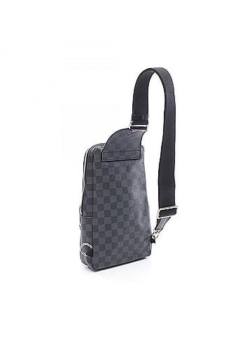 Louis Vuitton Louis Vuitton Avenue Sling Bag, Waist Body Handbag, Coated Canvas, Leather, Damier Graphite, Men's, Black, N41719 (view 2)