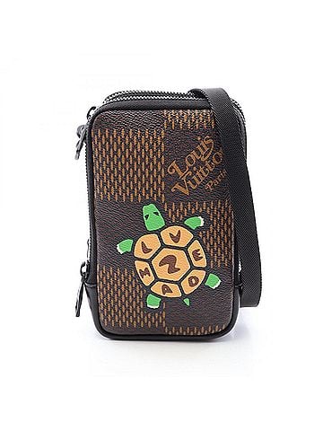 Louis Vuitton Louis Vuitton x NIGO Double Phone Pouch Shoulder Bag Handbag Coated Canvas Leather Damier Giant Men's Women's Brown Multicolor N40377 (view 1)