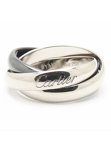 Cartier CARTIER Trinity MM Ring, Triple Band, Size #54, 18K White Gold x Black Ceramic, Women's, 295822 (view 2)
