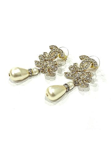 Chanel Chanel Coco Mark Ribbon Earrings, Faux Pearl, GP B23S CHANEL (view 2)